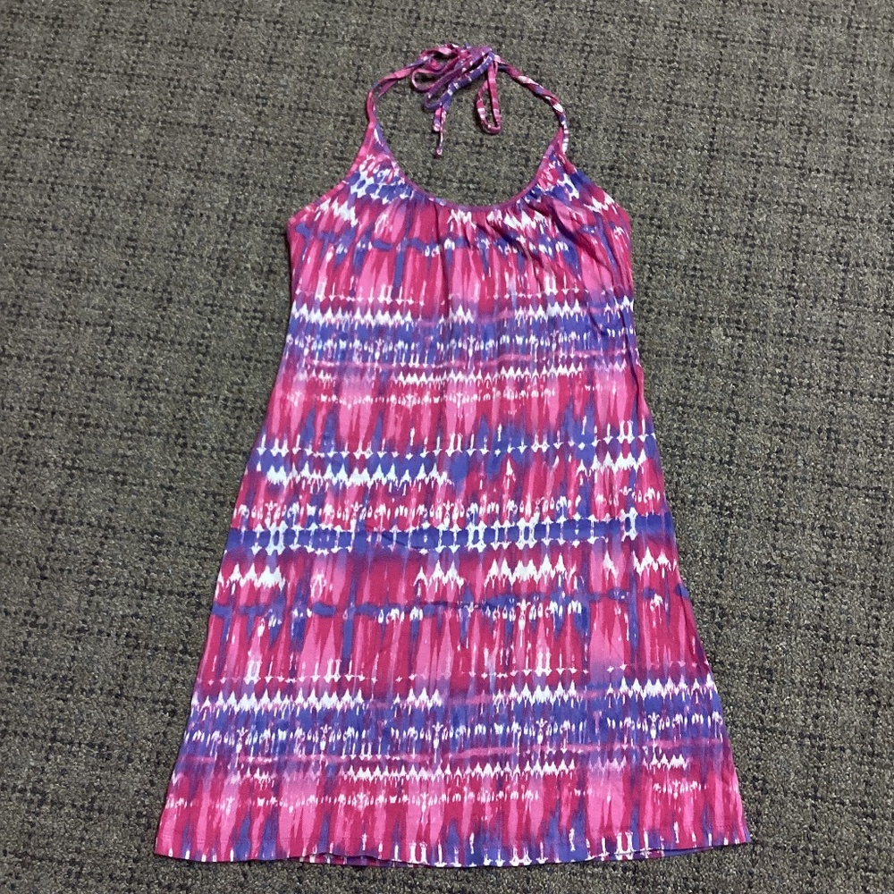 So Pink Purple White Tie Dye Halter Knit Dress * Juniors XS